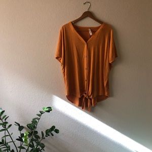 Burnt orange button up tunic